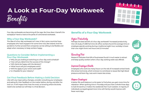 4 Day Work Week Infographic