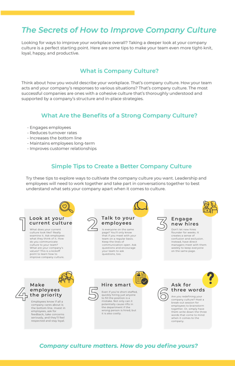 How to Improve Company Culture Infographic
